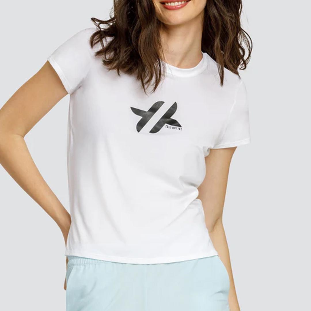 Women's Bijou Short Sleeve Tennis Top White with Logo