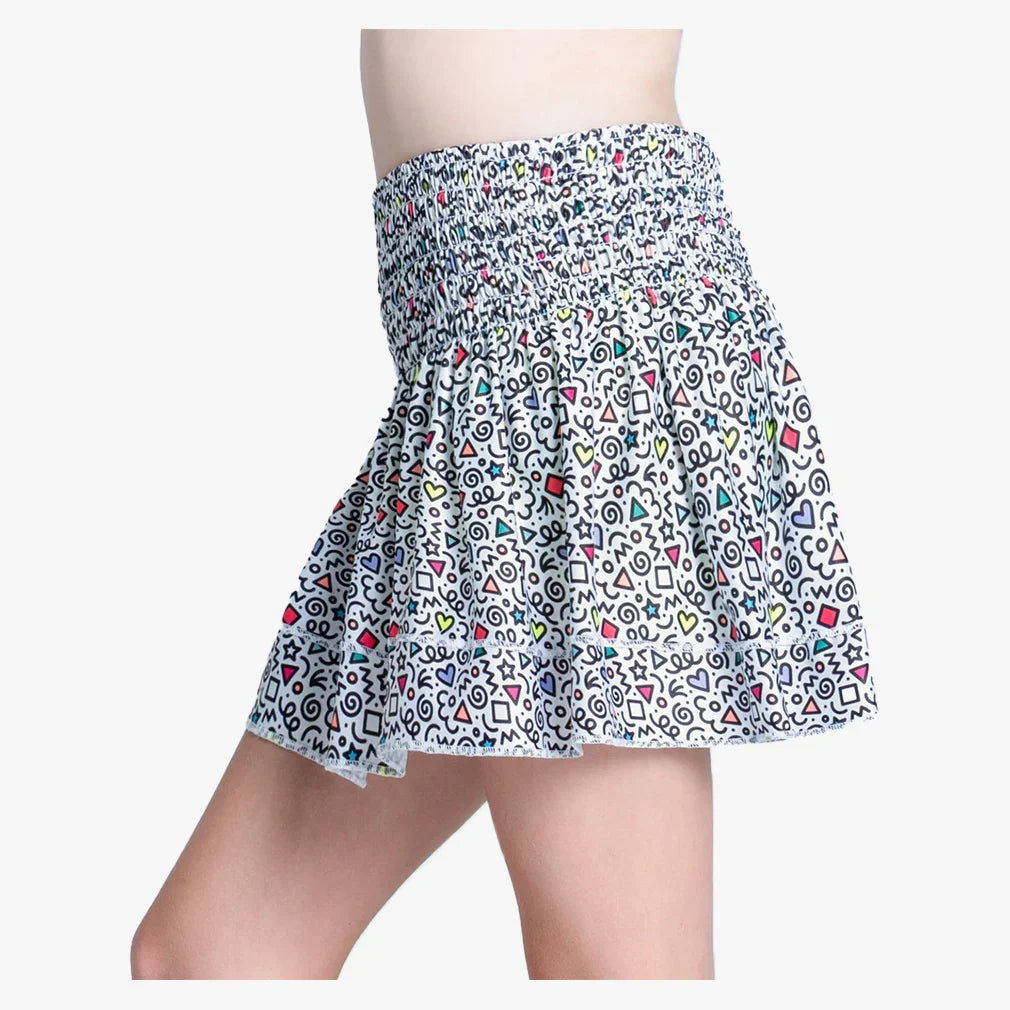 Girls' Retro Doodles Smocked Tennis Skort Multicolor