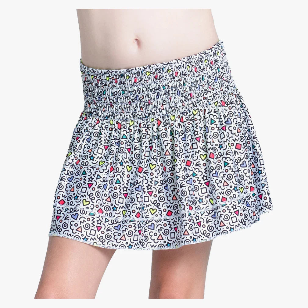 Girls' Retro Doodles Smocked Tennis Skort Multicolor