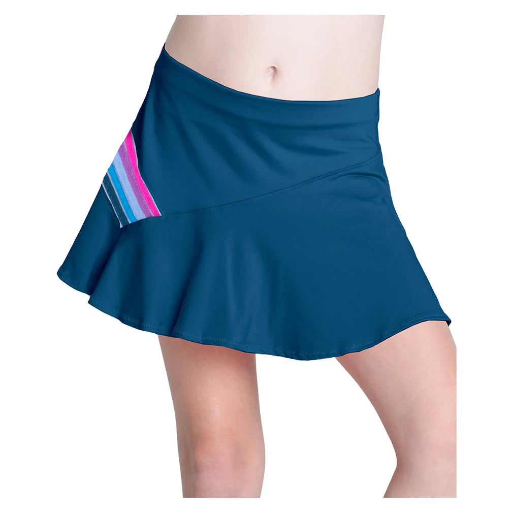 Girls' Chroma Stripe Tennis Skort Navy