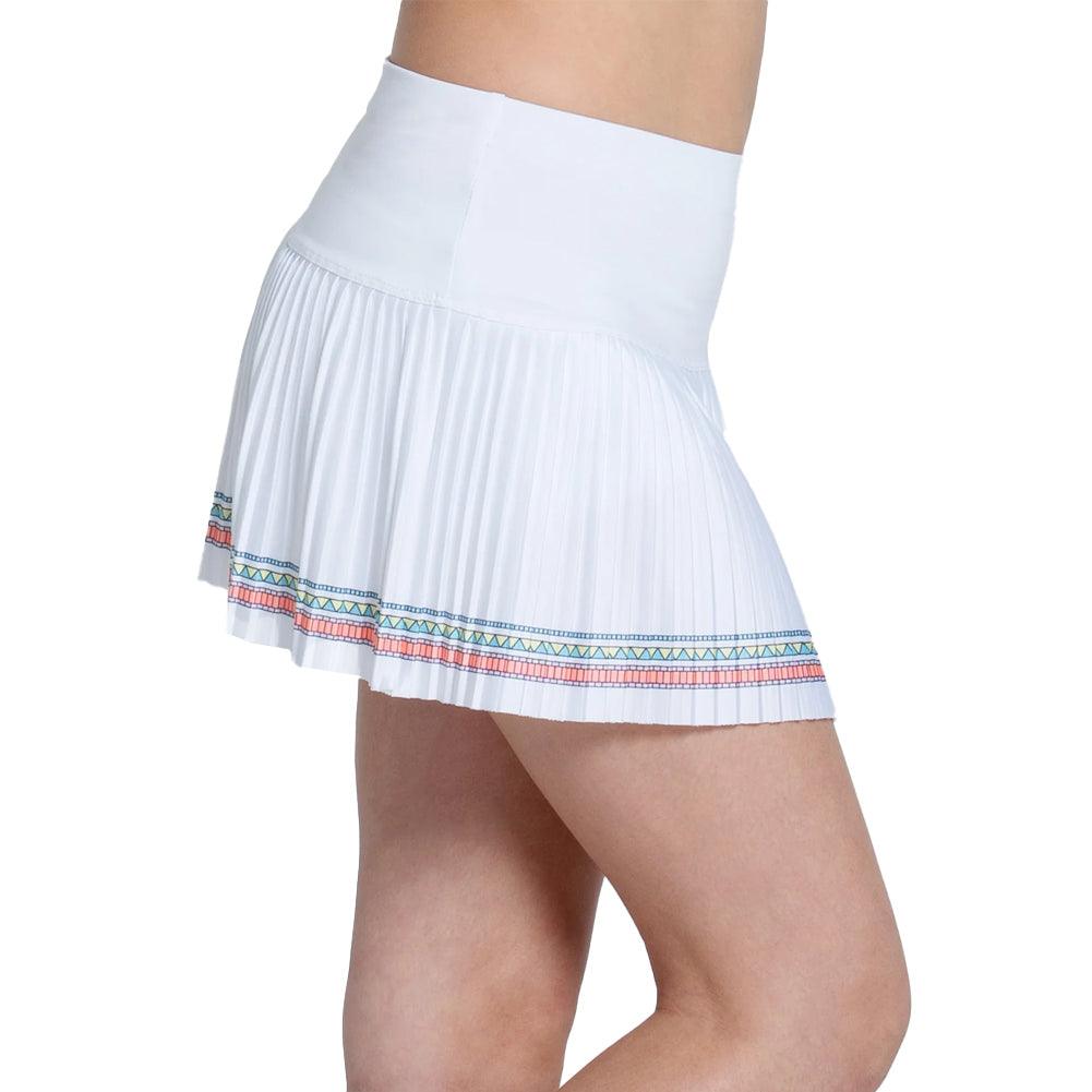 Girls' Lucky Stripe Pleated Tennis Skort White