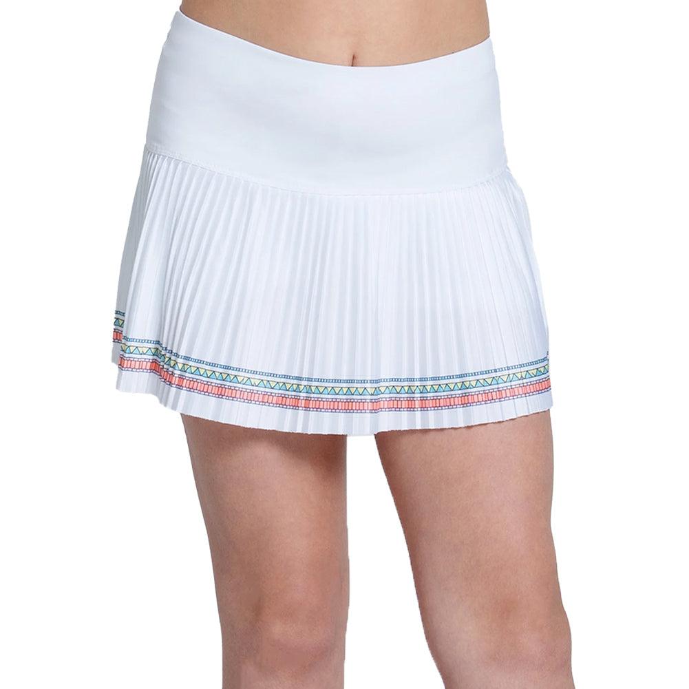 Girls' Lucky Stripe Pleated Tennis Skort White