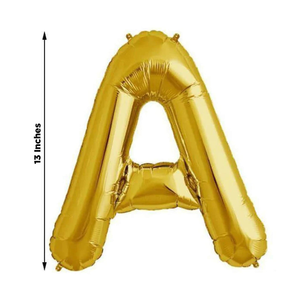 13" Gold Letter & Number Balloons, Shiny Metallic Mylar Foil Alphabet Balloons