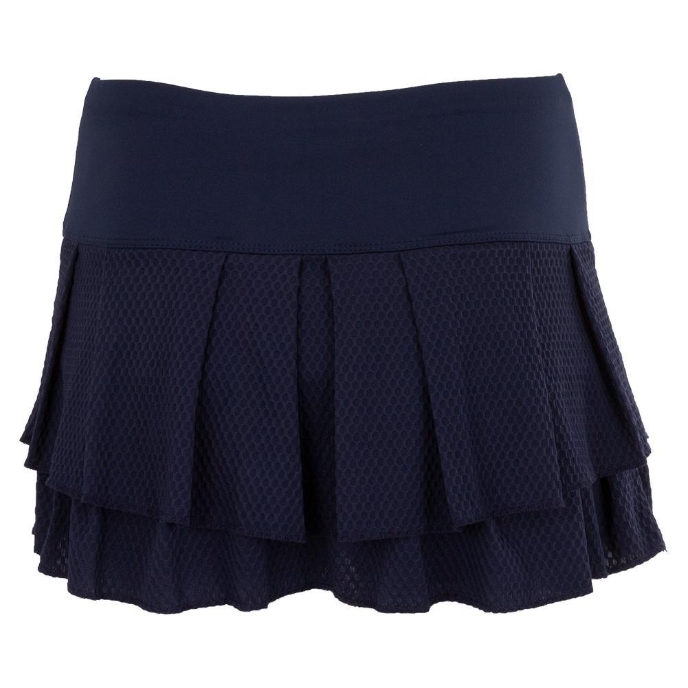 Women's Wavy Pleat Tier Tennis Skort Midnight