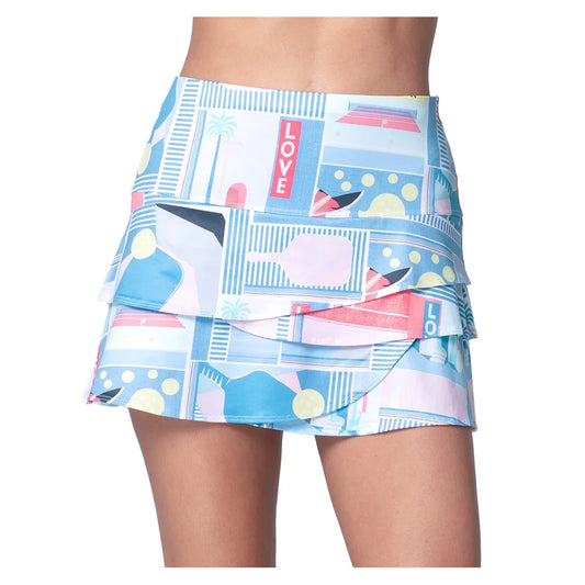 Women's Linen Vision Scallop Tennis Skort Periwinkle