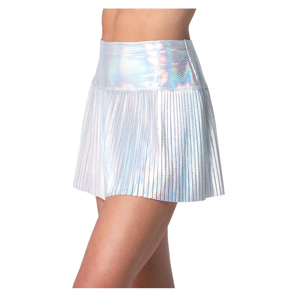 Women's Snakeskin Pleated Tennis Skort Iridescent