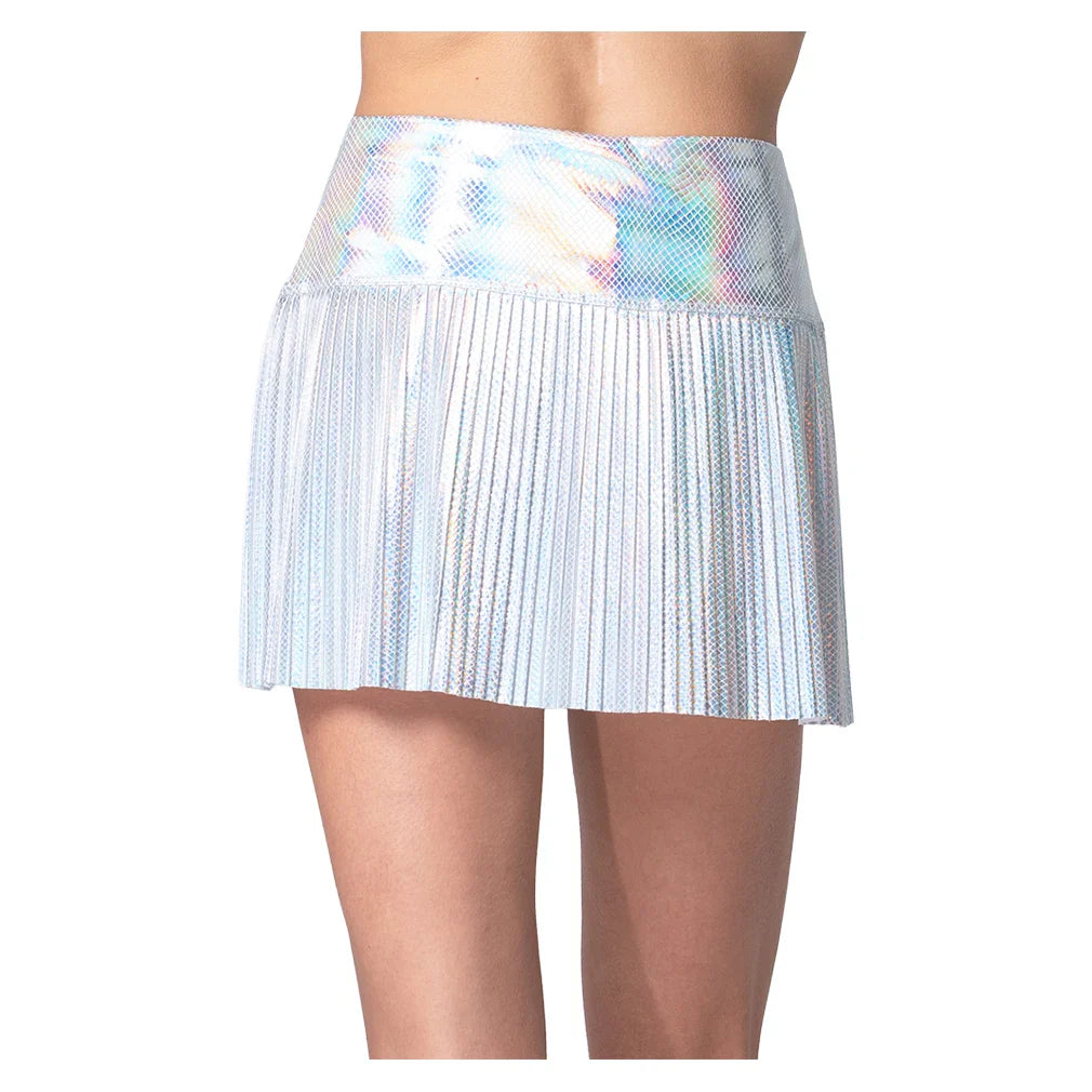 Women's Snakeskin Pleated Tennis Skort Iridescent