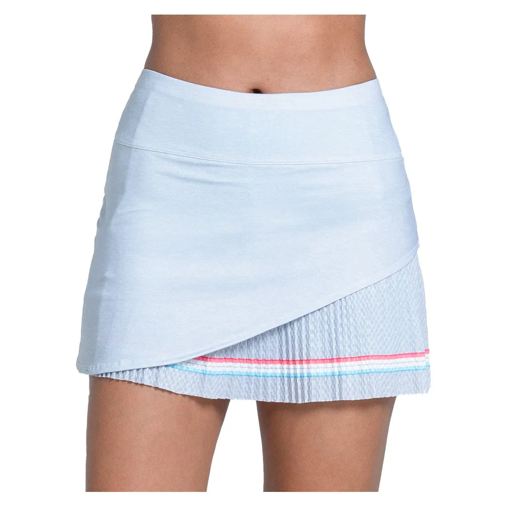 Women's Groovy Stripe Pleated 14 Inch Tennis Skort Heather Grey