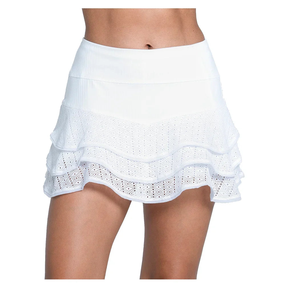 Women's Lace Boho 13 Inch Tennis Skort White