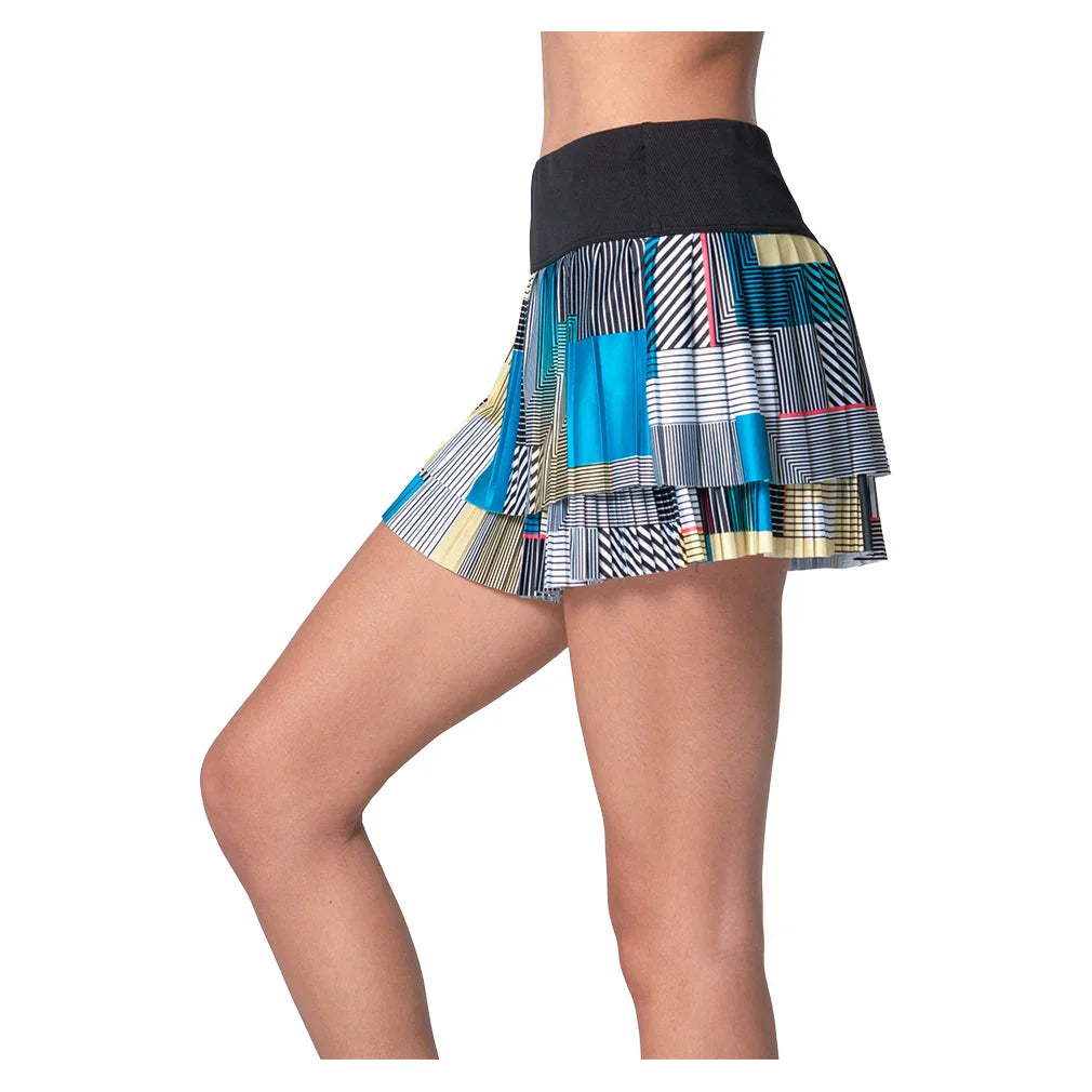 Women's Stripe It Up Pleated Tennis Skort Black