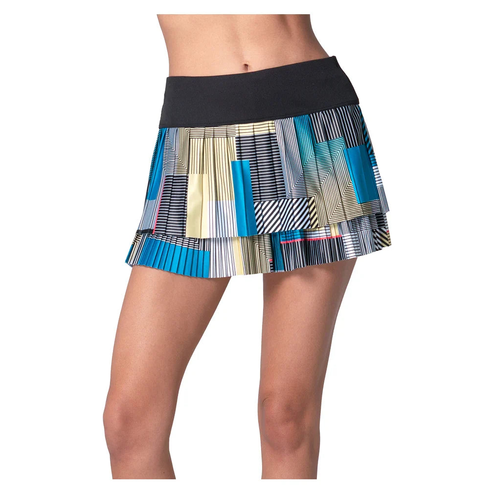 Women's Stripe It Up Pleated Tennis Skort Black
