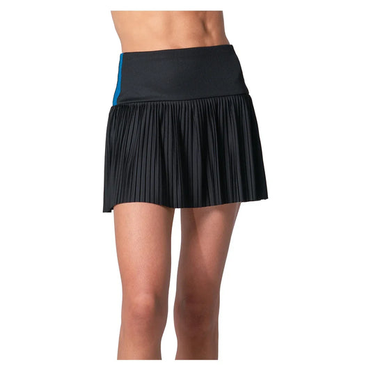 Women's Racer Rib Pleated Tennis Skort Black