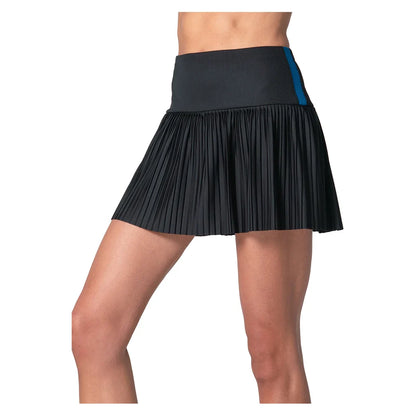 Women's Racer Rib Pleated Tennis Skort Black