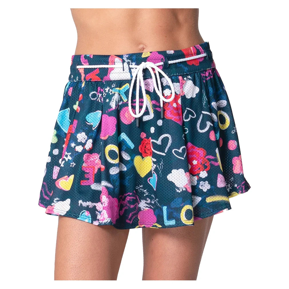 Women's High Waist Love You Tennis Skort Midnight
