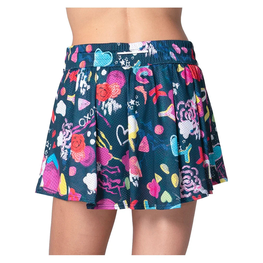 Women's High Waist Love You Tennis Skort Midnight