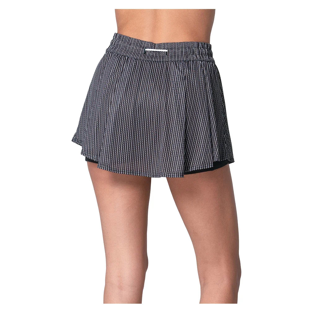 Women's High Waist Pinstripe Tennis Skort Black