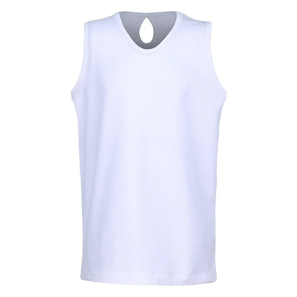 Girls` Keyhole Back Tennis Tank White