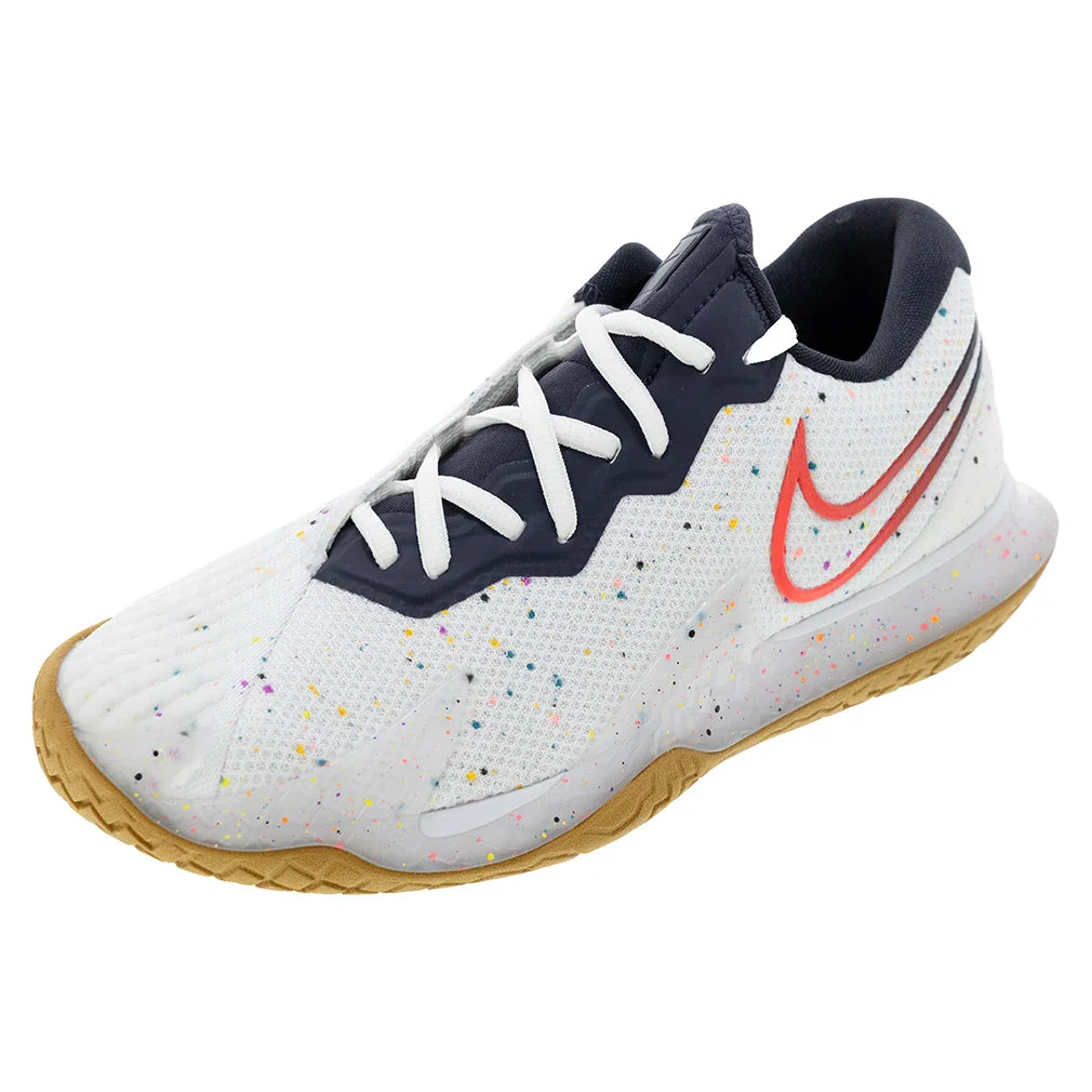 Men's Air Zoom Vapor Cage 4 Tennis Shoes White and Laser Crimson