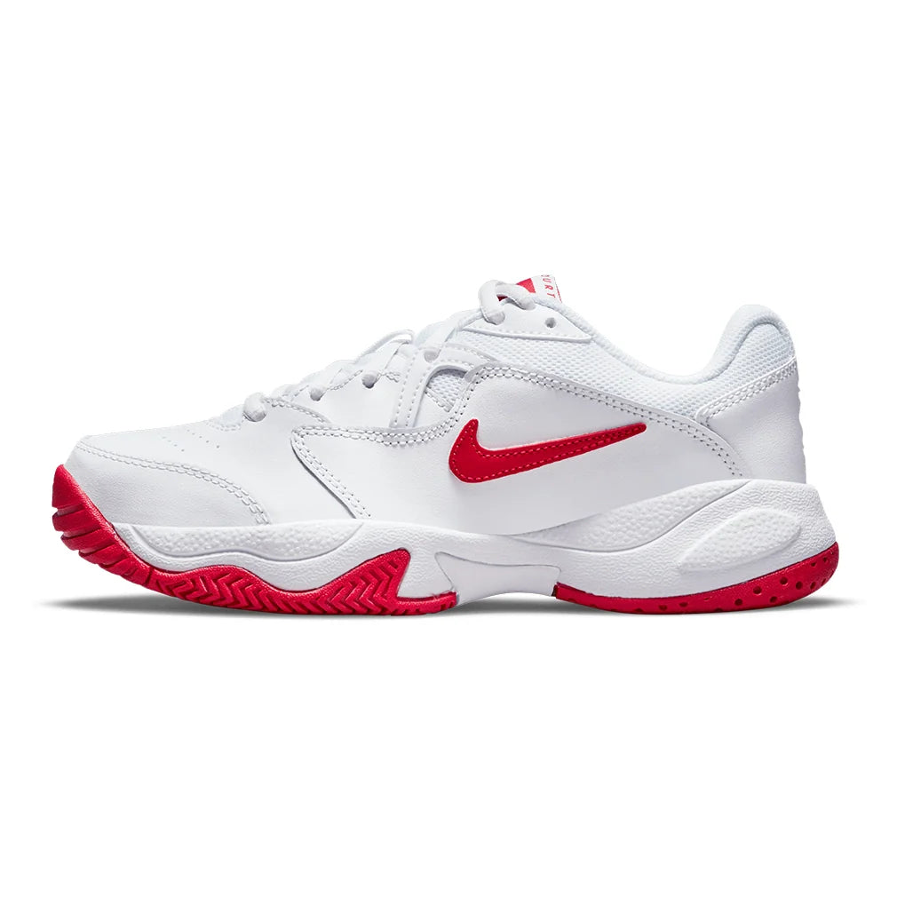 Juniors' Court Lite 2 Tennis Shoes White and University Red