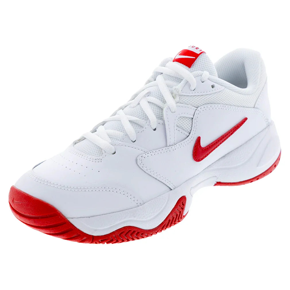 Juniors' Court Lite 2 Tennis Shoes White and University Red
