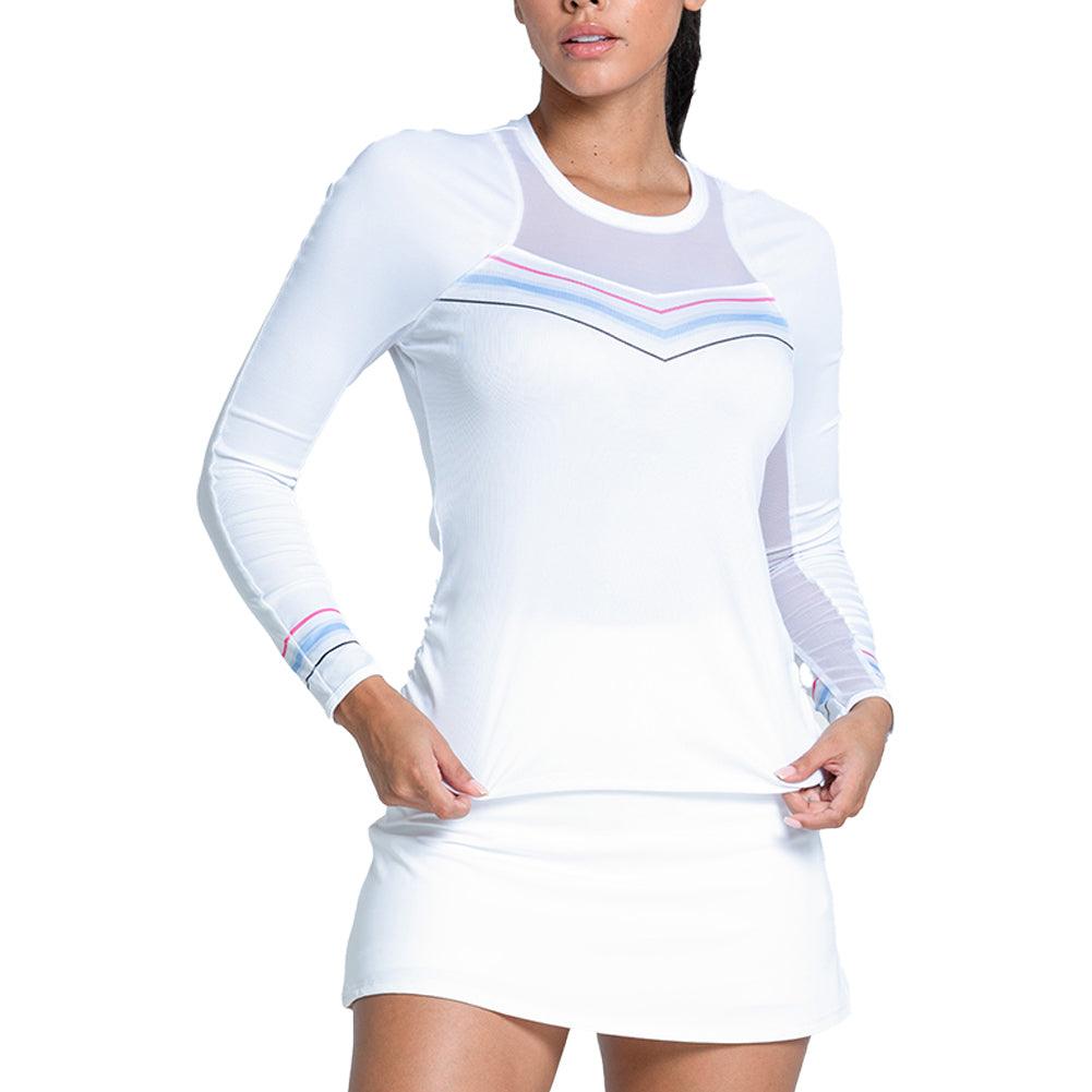 Women's Blue Streak Long Sleeve Tennis Top White