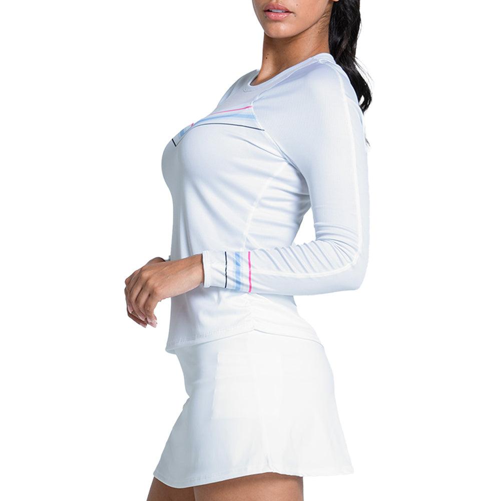 Women's Blue Streak Long Sleeve Tennis Top White