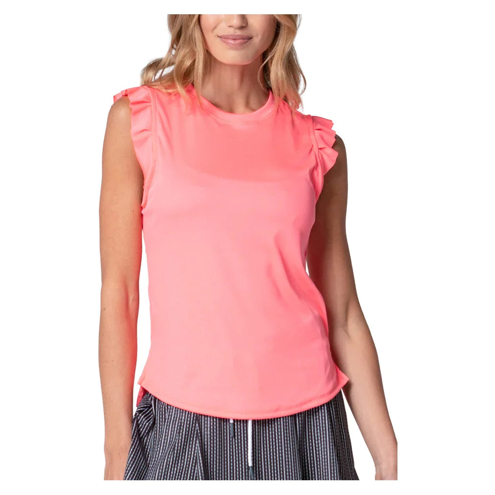Women's Bring It On Rib Tennis Tank Lava