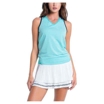 Women's Throw Back Tie Back Tennis Tank Cool Blue