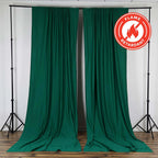 2 Pack Hunter Emerald Green Scuba Polyester Event Curtain Drapes, Durable Flame Resistant Backdrop Event Panels Wrinkle Free with Rod Pockets - 10ftx10ft