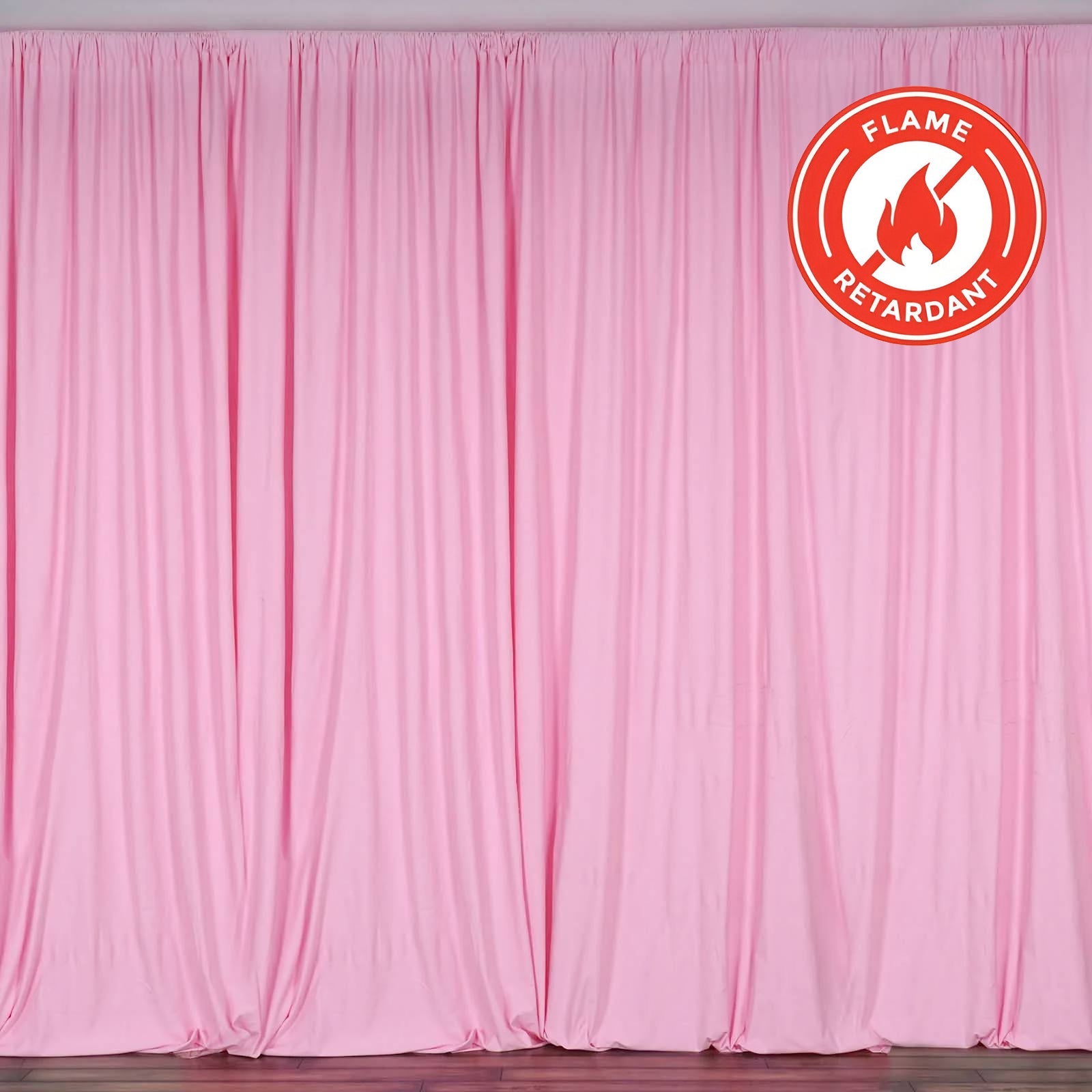 2 Pack Pink Scuba Polyester Event Curtain Drapes, Durable Flame Resistant Backdrop Event Panels Wrinkle Free with Rod Pockets - 10ftx10ft