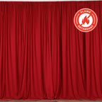 2 Pack Red Scuba Polyester Event Curtain Drapes, Durable Flame Resistant Backdrop Event Panels Wrinkle Free with Rod Pockets - 10ftx10ft