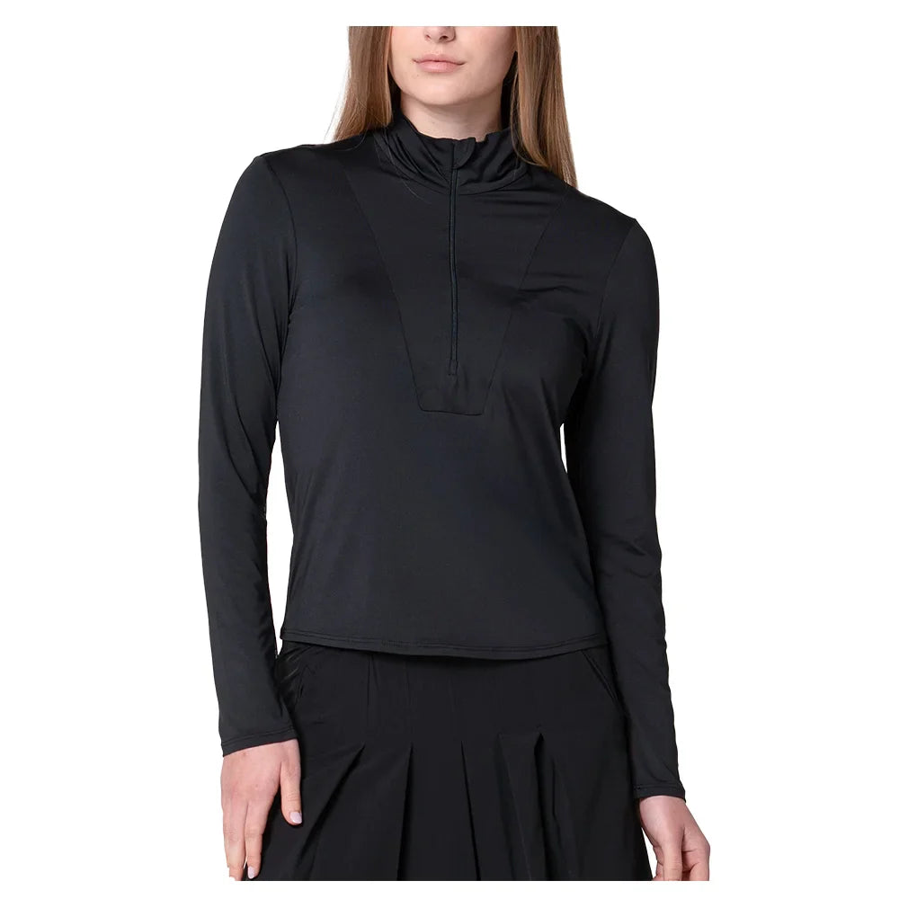 Women's Free Play Zip Long Sleeve Tennis Top Black