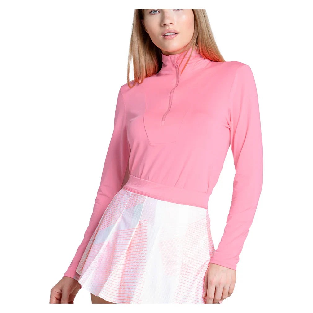 Women's LUV Free Play Zip Long Sleeve Tennis Top Flamingo