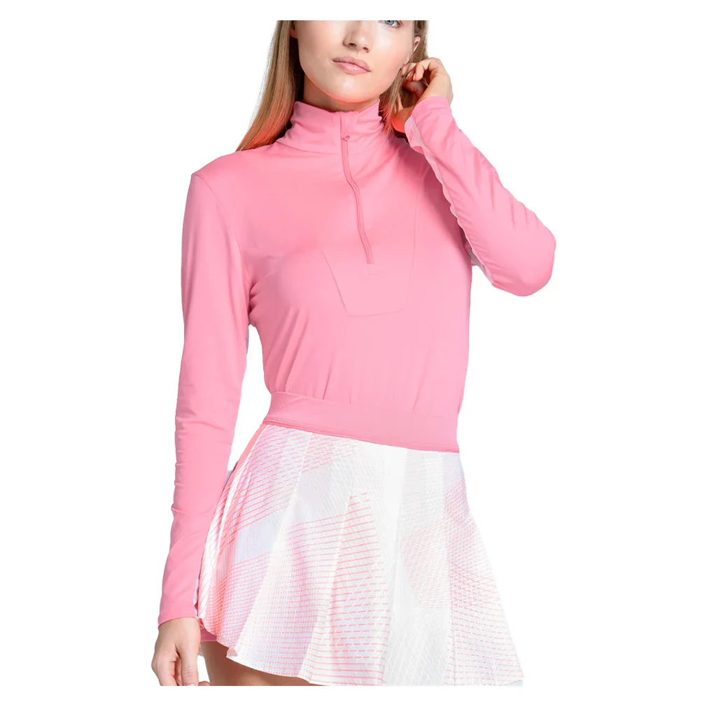 Women's LUV Free Play Zip Long Sleeve Tennis Top Flamingo