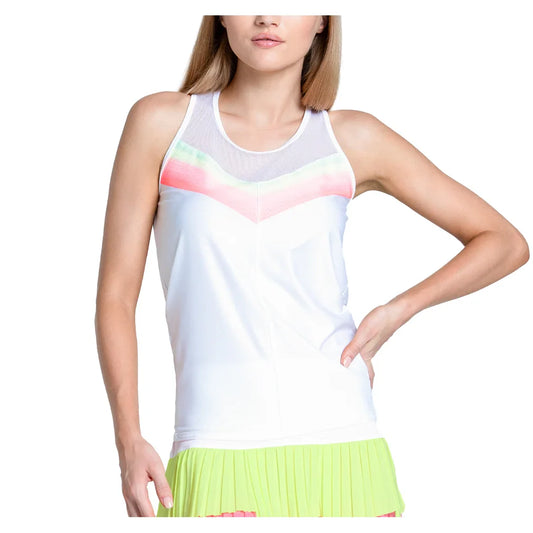 Women's Sunset Spin Tie Back Tennis Tank White