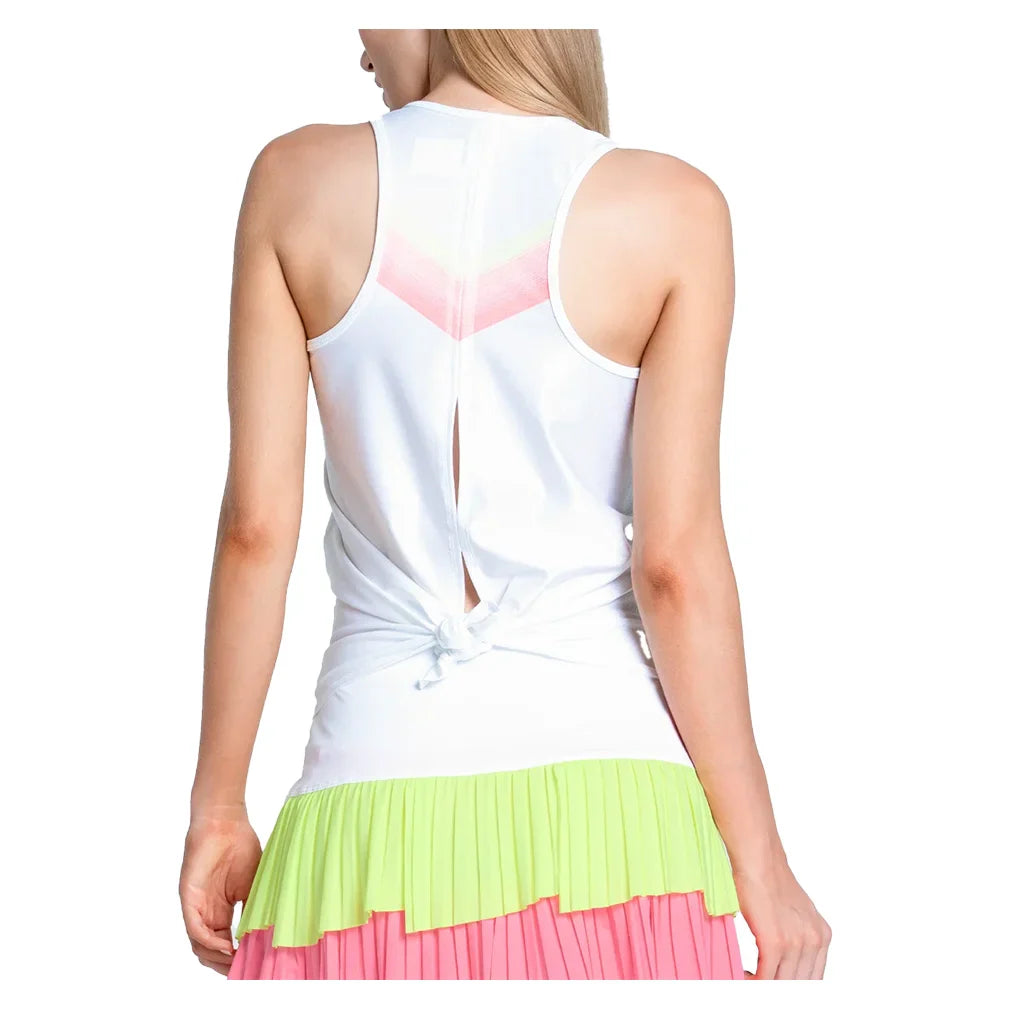 Women's Sunset Spin Tie Back Tennis Tank White