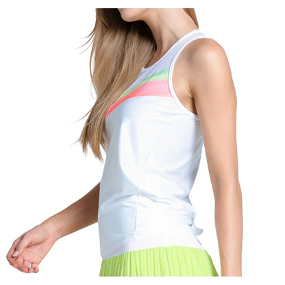 Women's Sunset Spin Tie Back Tennis Tank White
