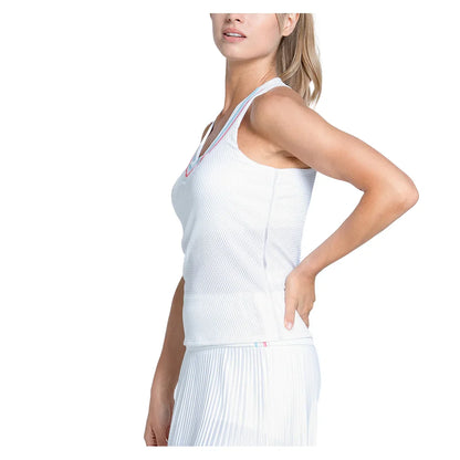 Women's Retro Revival Tennis Tank with Bra White