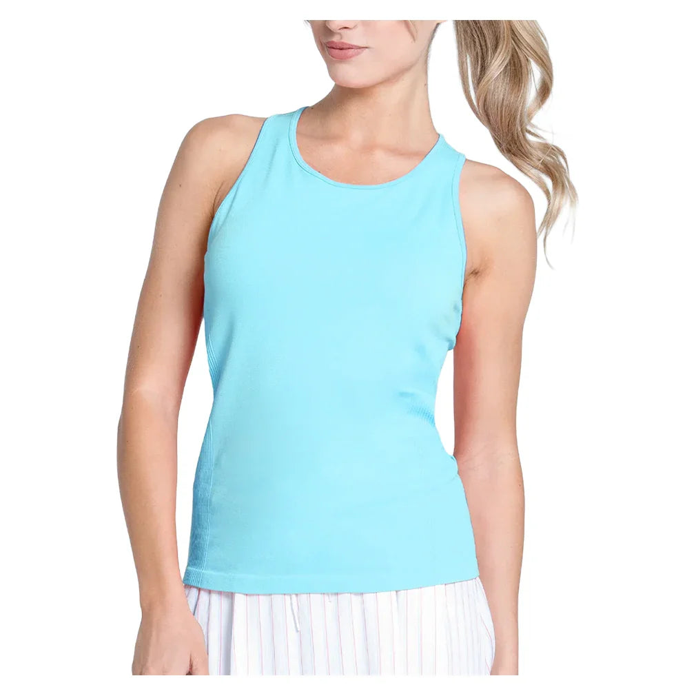 Women's Seamless High Neck Tennis Tank with Bra Bahama