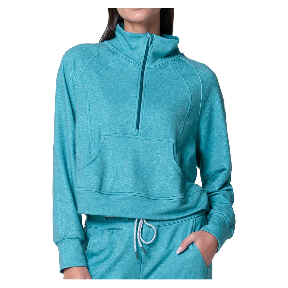 Women's 1/4 Zip Heather Long Sleeve Tennis Top