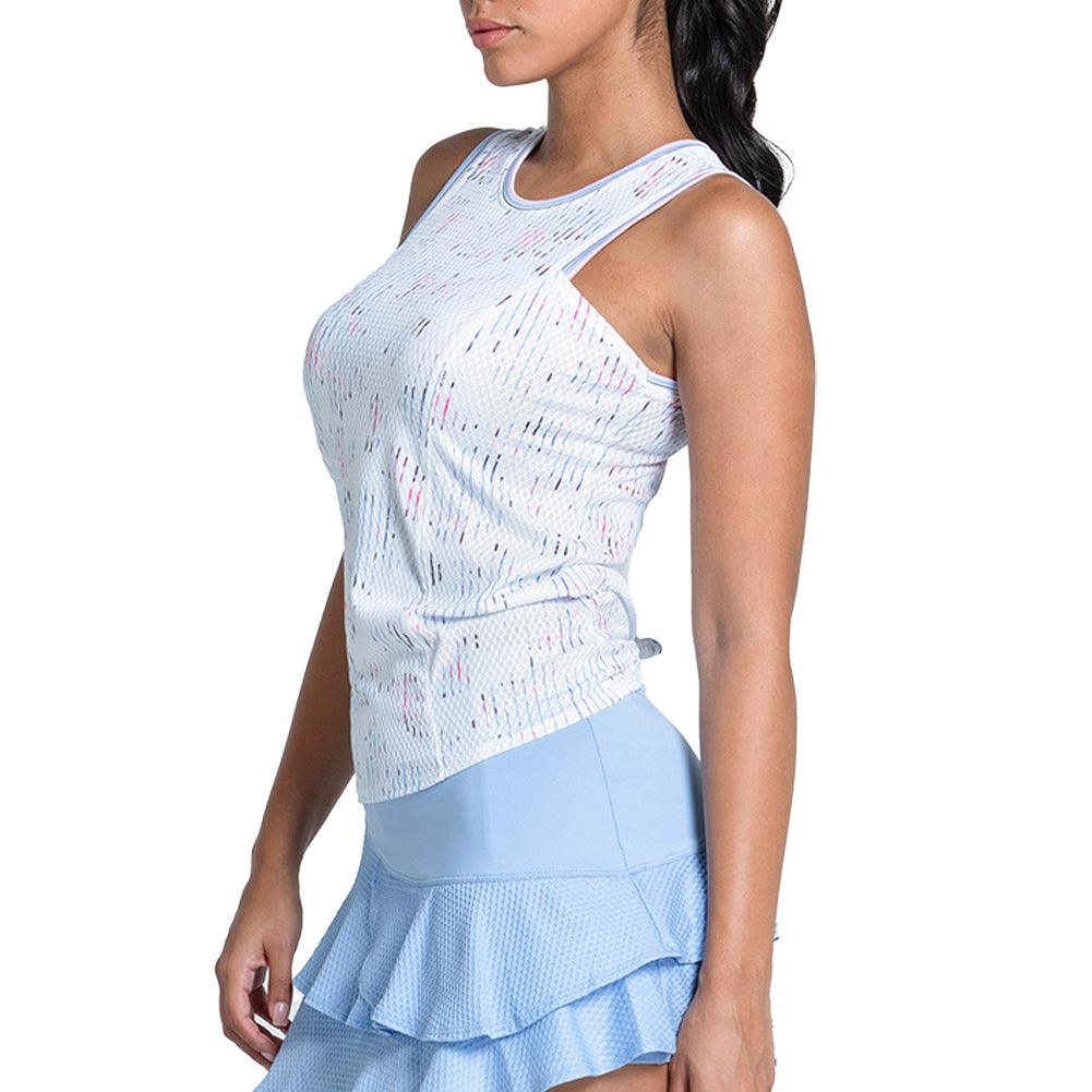 Women's Love Me Blue Tie Back Tennis Tank White