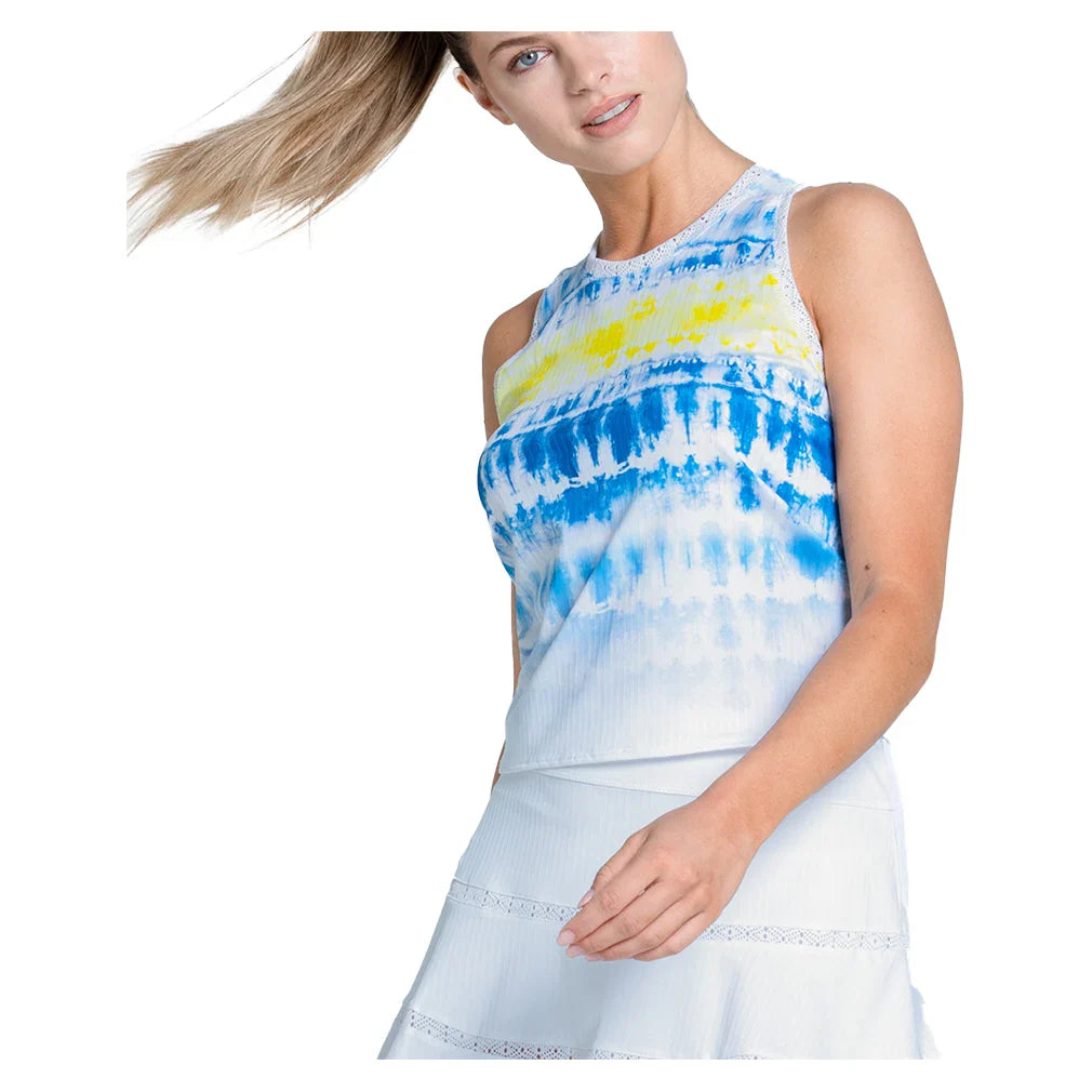Women's Shibori Wave Tennis Tank Royal