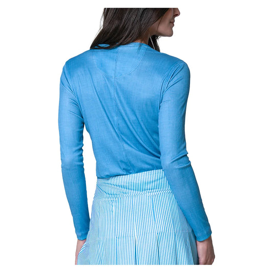 Women's Linen Play Henley Long Sleeve Tennis Top Periwinkle