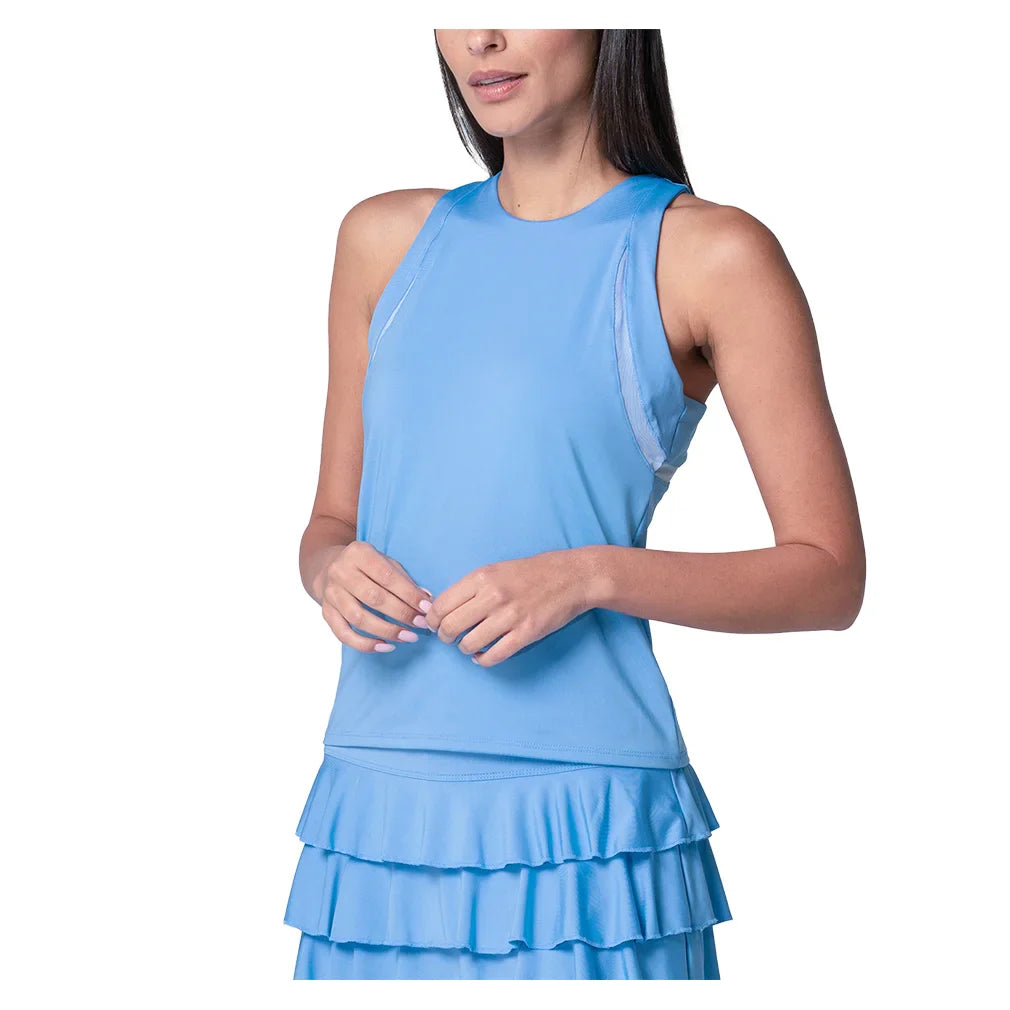 Women's High Neck Action Tennis Tank with Bra Periwinkle