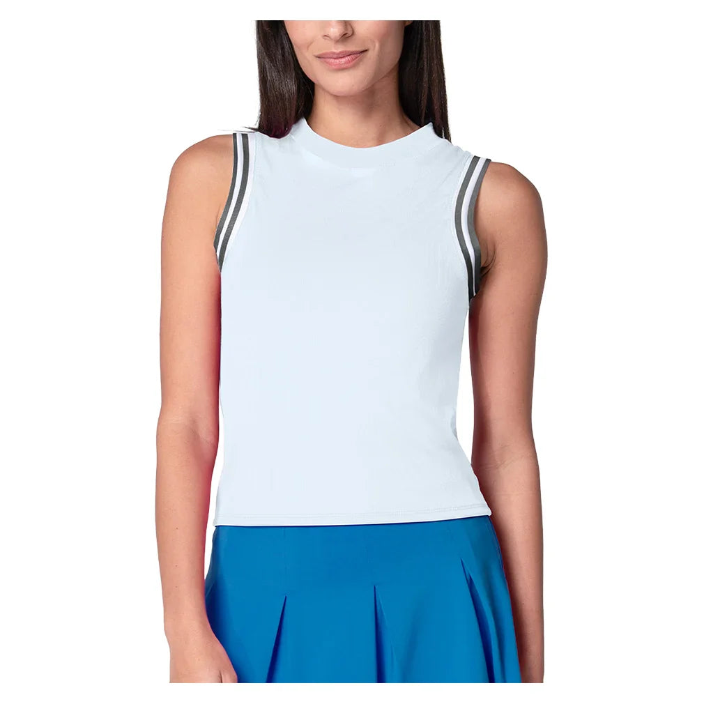 Women's Action Stripe Muscle Tennis Tank White