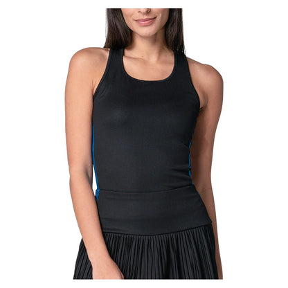 Women's Racer Rib Tennis Tank Black