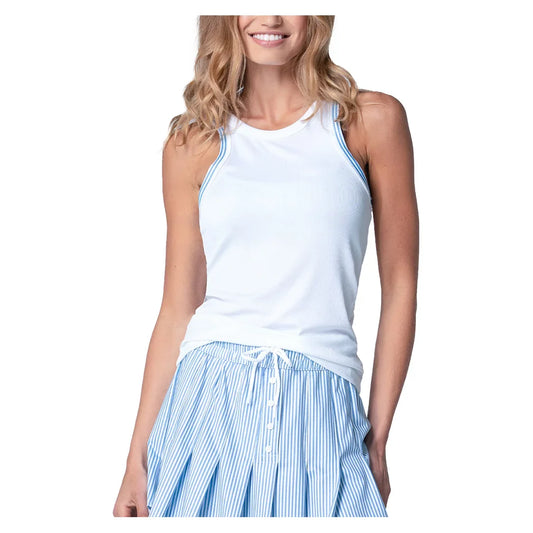 Women's Linen Streak Tennis Tank White