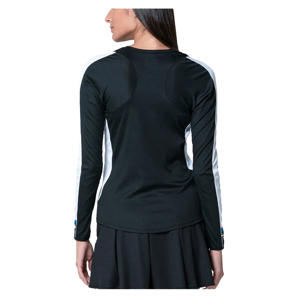 Women's Stripe It Up Long Sleeve Tennis Top Black