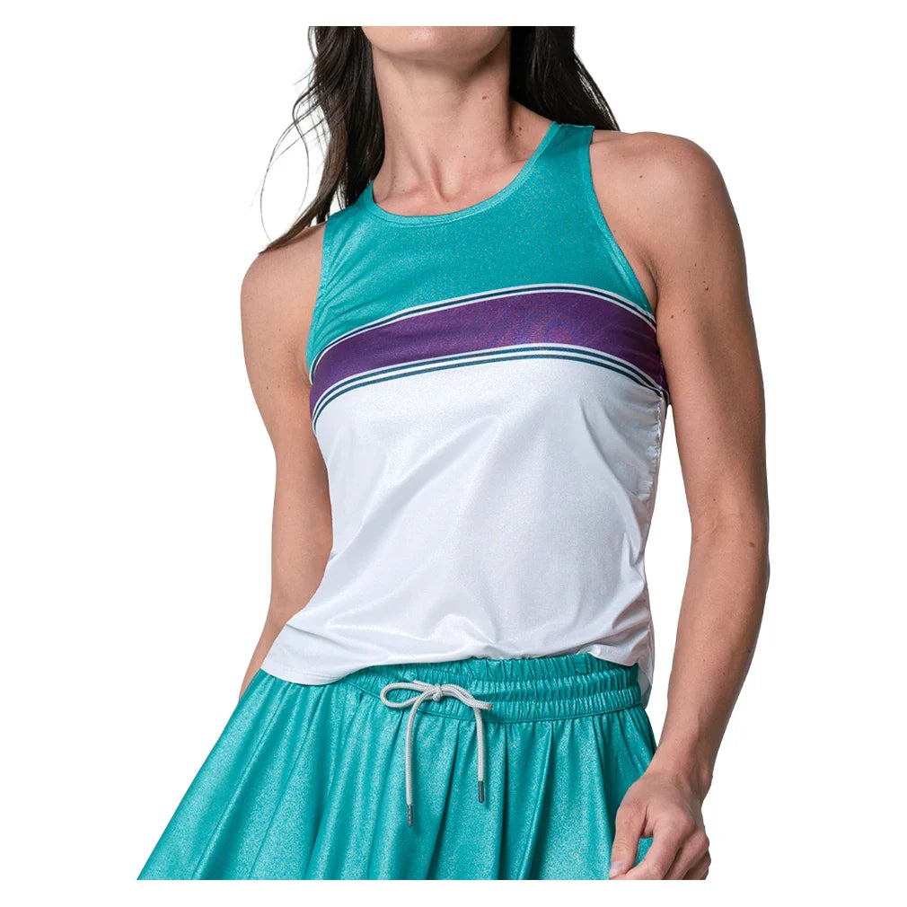 Women's Chroma Stripe Cinch Tennis Tank White