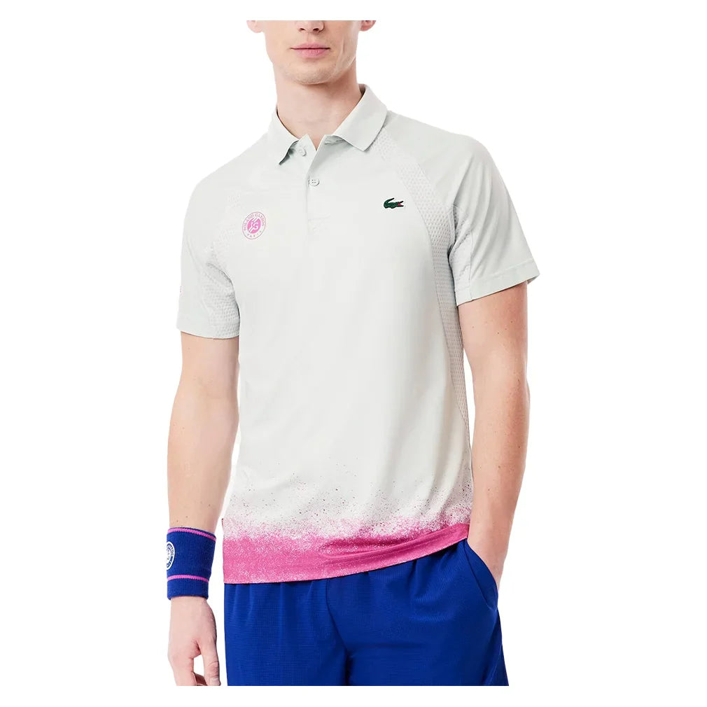 Men's Roland Garros Medvedev On Court Mesh Tennis Polo Pale Green and Malva